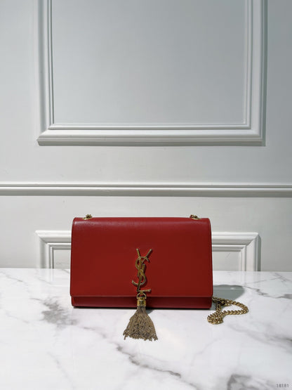 YSL KATE MEDIUM TASSEL, Red/Gold