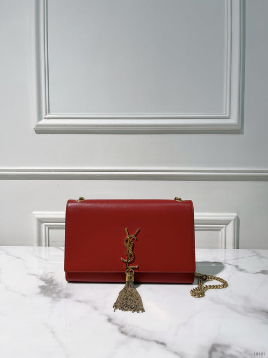 YSL KATE MEDIUM TASSEL, Red/Gold