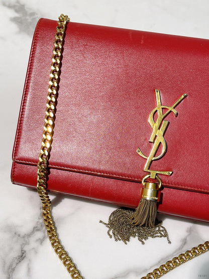 YSL KATE MEDIUM TASSEL, Red/Gold