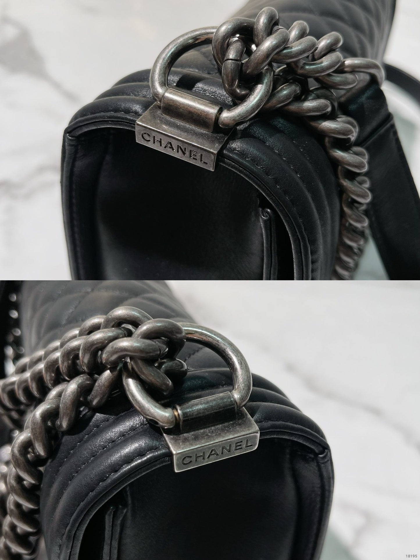 CHANEL MEDIUM BOY HANDBAG, Black/Silver