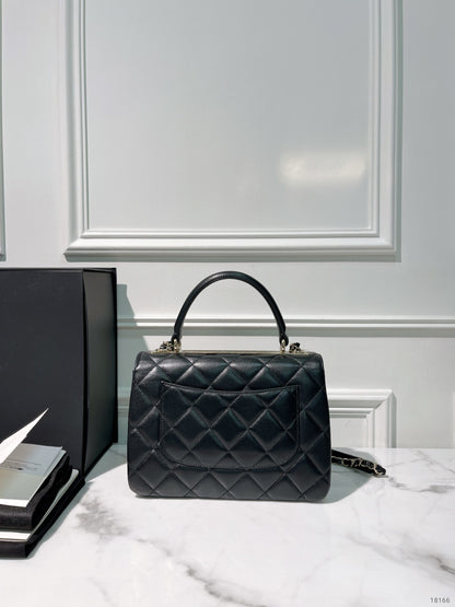 CHANEL SMALL TRENCY CC TOP HANDLE, Black/Gold