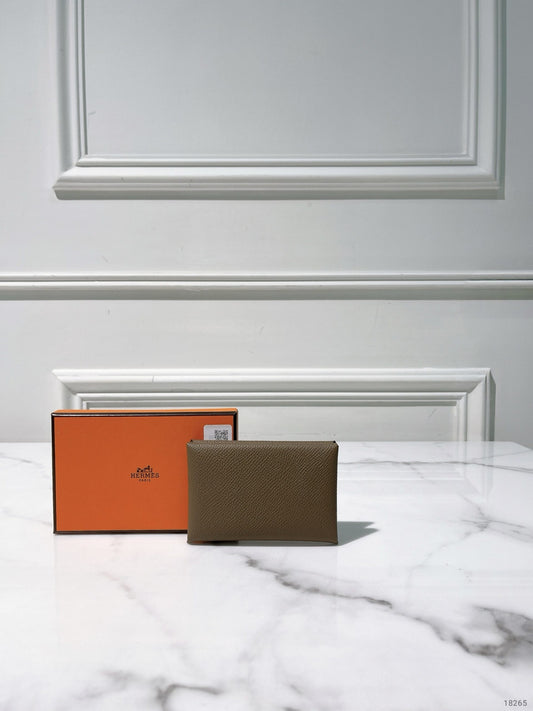 HERMES CALVI CARD HOLDER, Etoupe