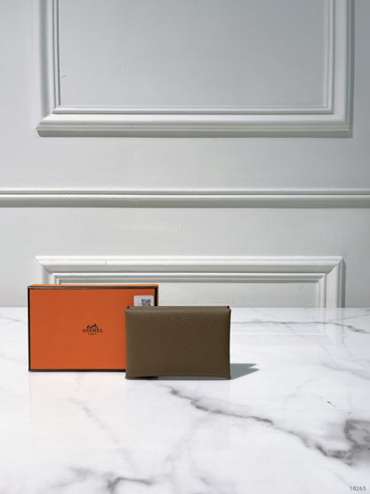 HERMES CALVI CARD HOLDER, Etoupe