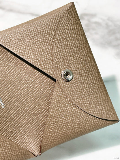 HERMES CALVI CARD HOLDER, Etoupe