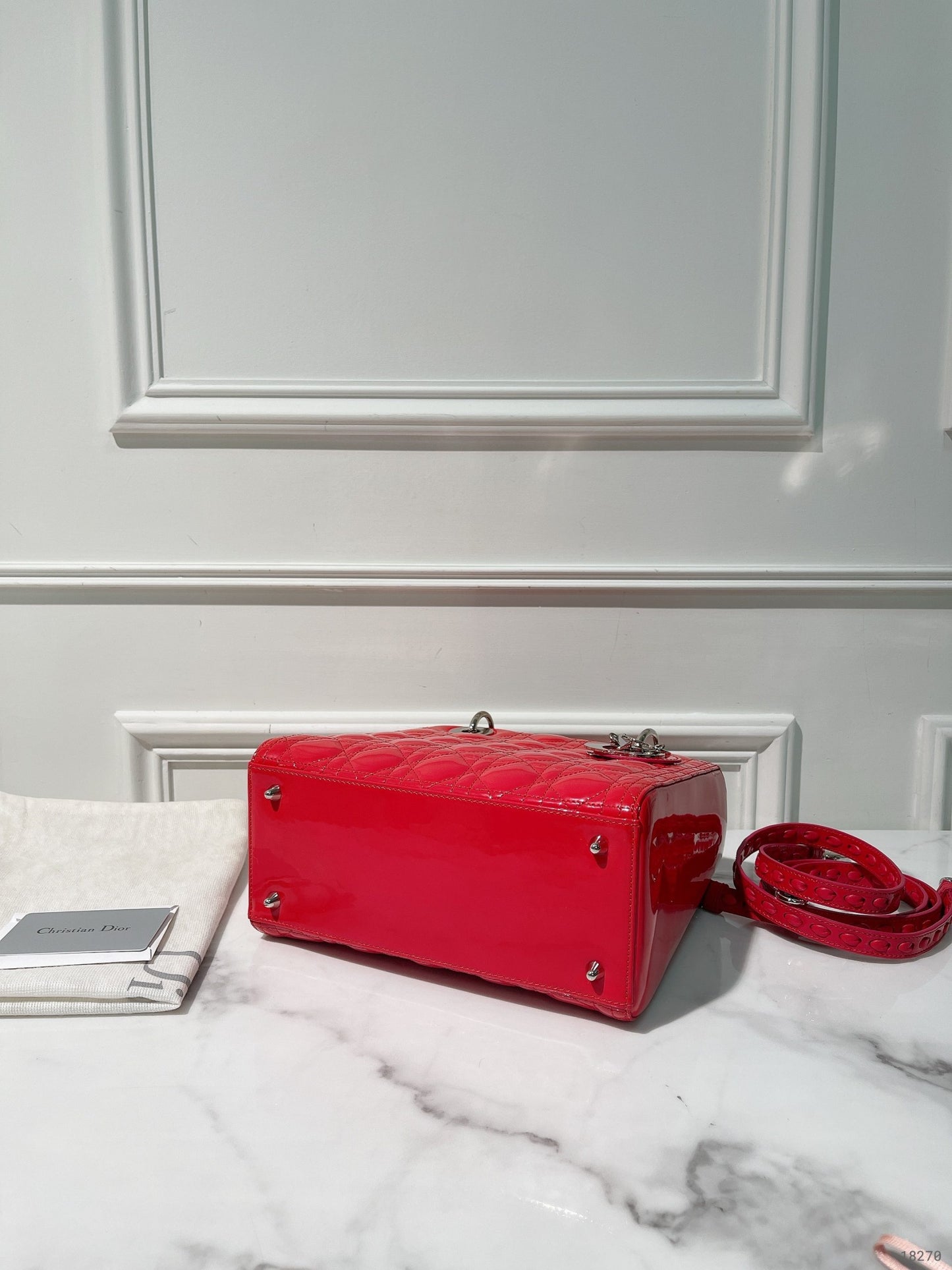DIOR MEDIUM LADY DIOR, Red/Silver
