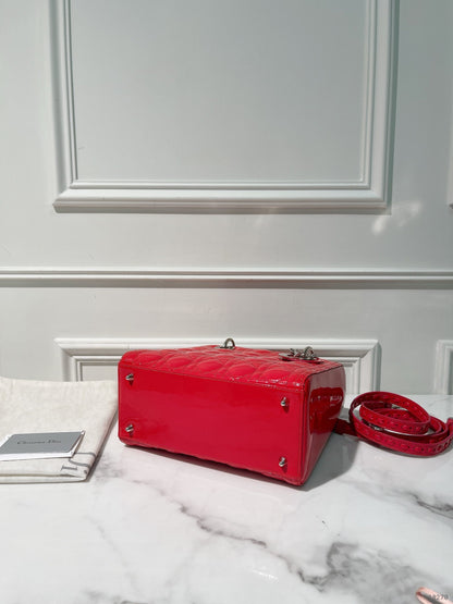 DIOR MEDIUM LADY DIOR, Red/Silver