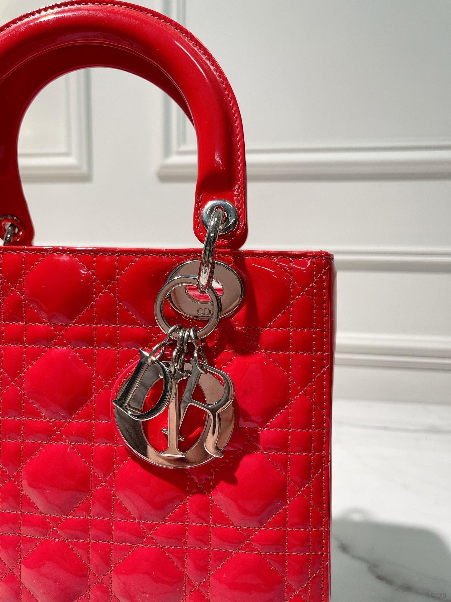 DIOR MEDIUM LADY DIOR, Red/Silver