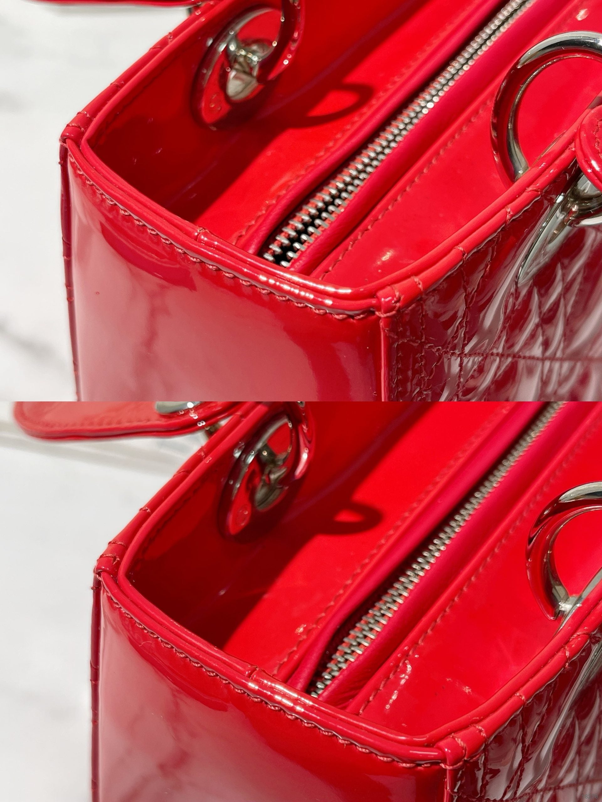 DIOR MEDIUM LADY DIOR, Red/Silver