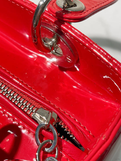 DIOR MEDIUM LADY DIOR, Red/Silver