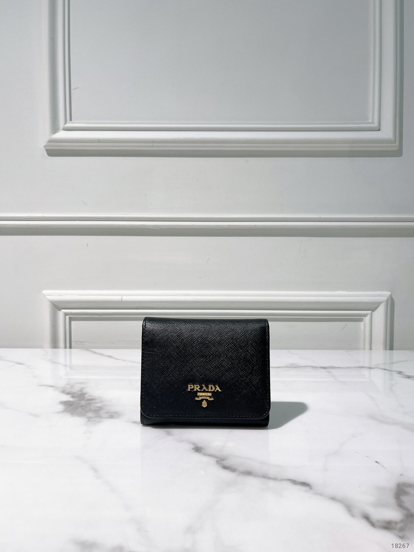 PRADA WALLET, Black/Gold