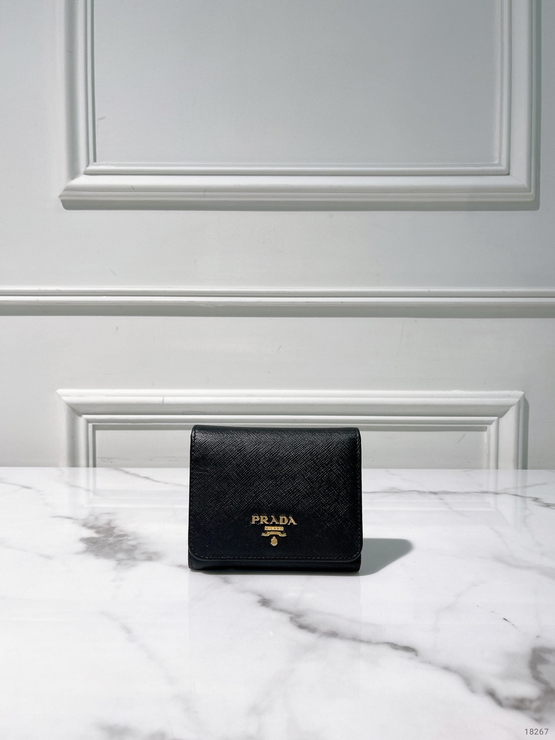 PRADA WALLET, Black/Gold
