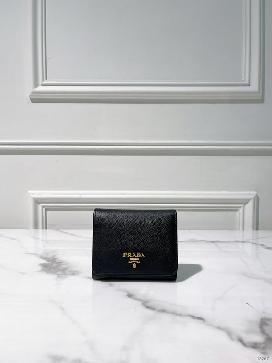 PRADA WALLET, Black/Gold