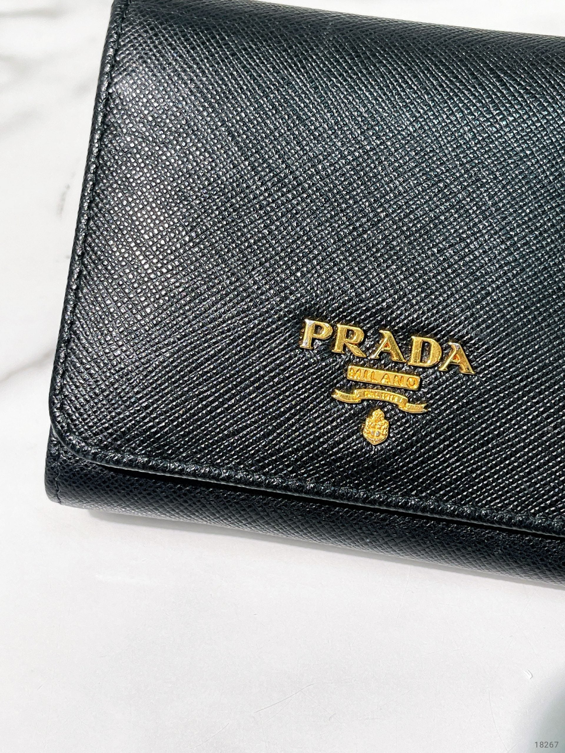 PRADA WALLET, Black/Gold