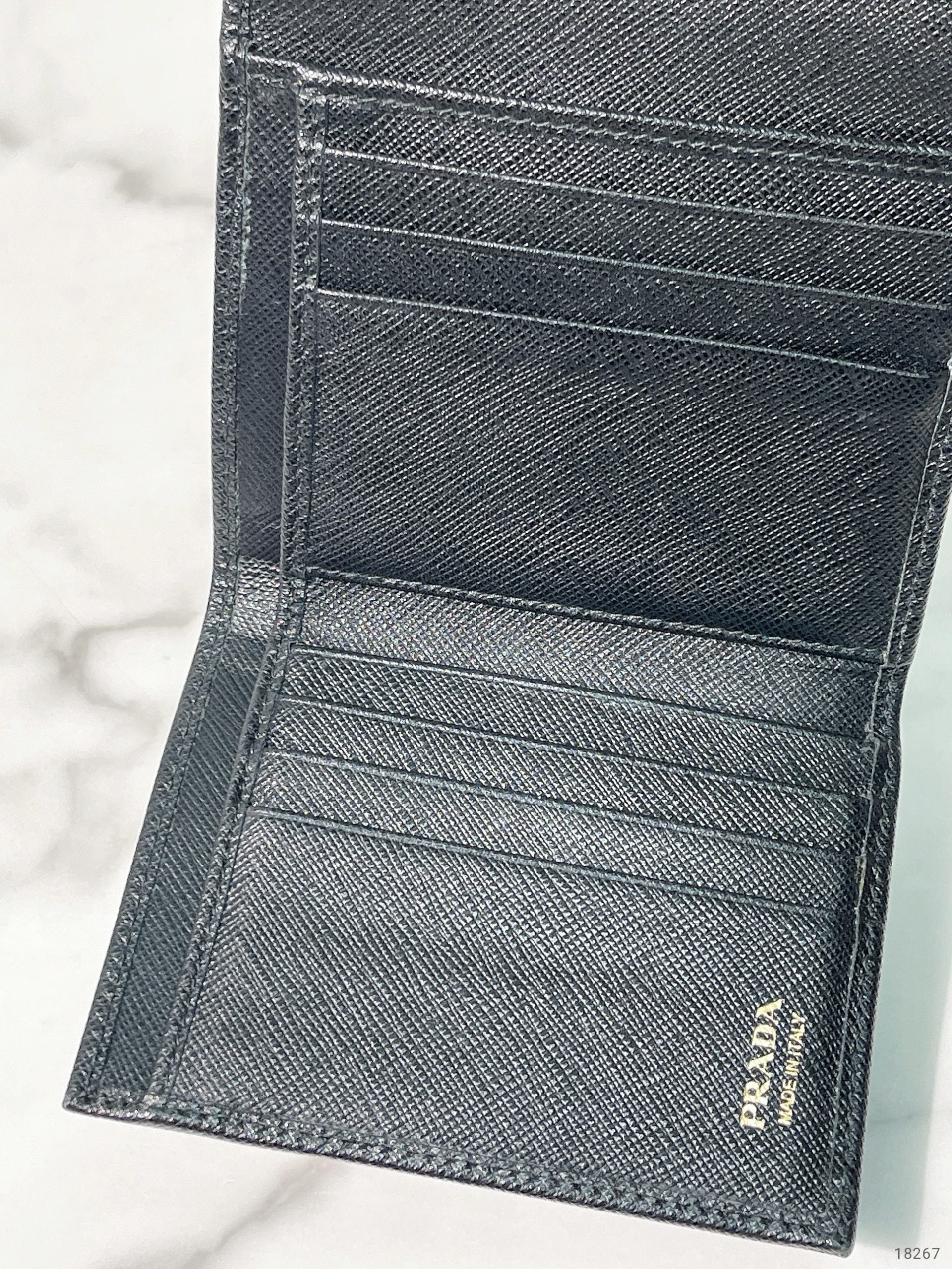 PRADA WALLET, Black/Gold