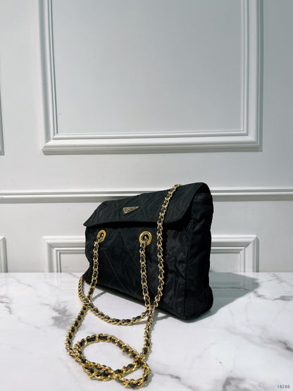 PRADA VINTAGE SHOULDER BAG, Black/Gold