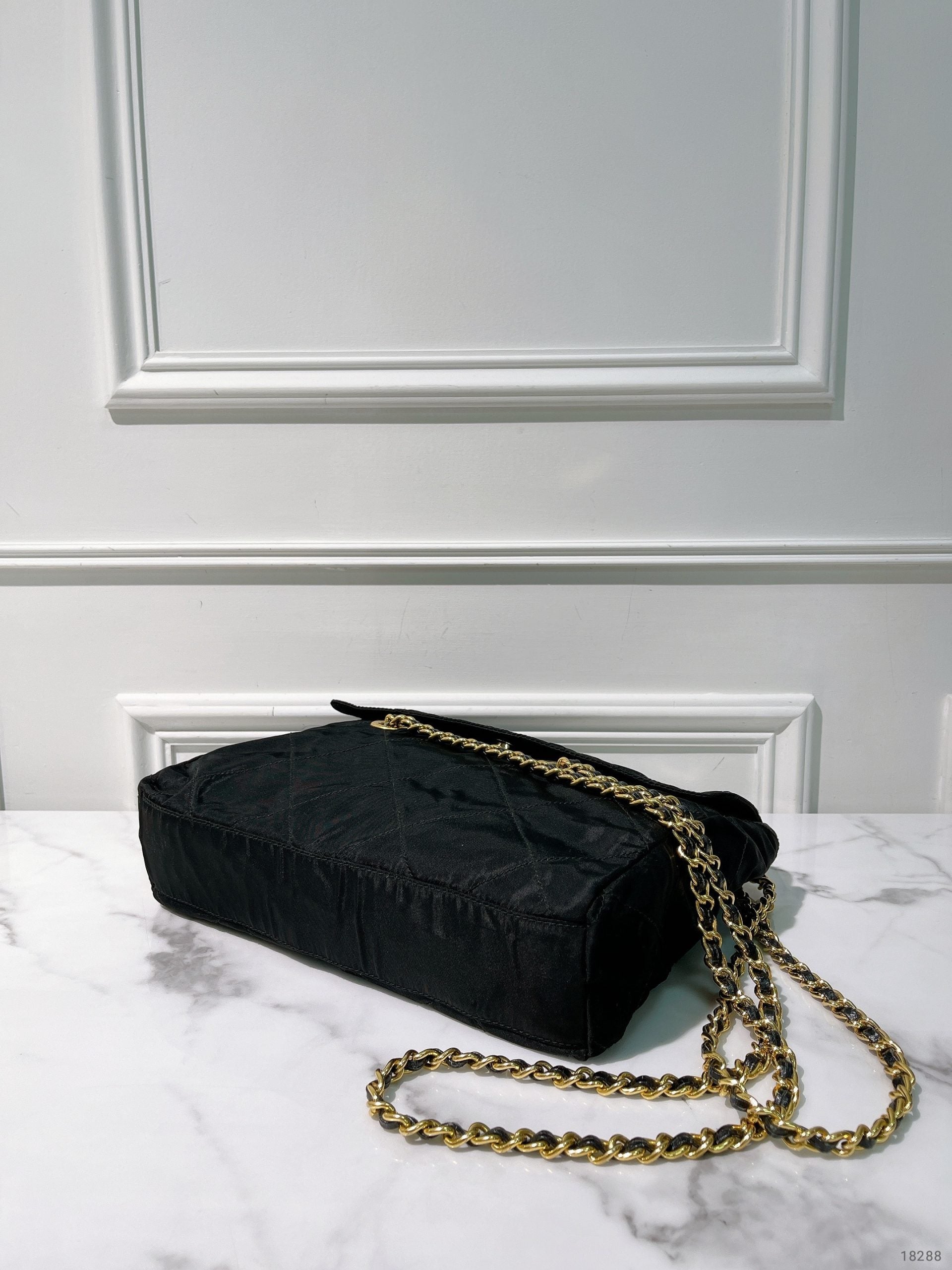 PRADA VINTAGE SHOULDER BAG, Black/Gold