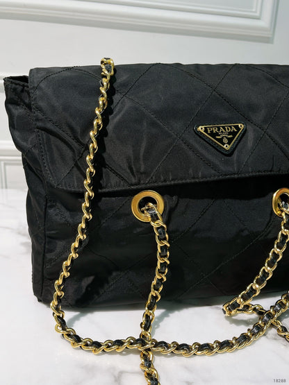 PRADA VINTAGE SHOULDER BAG, Black/Gold