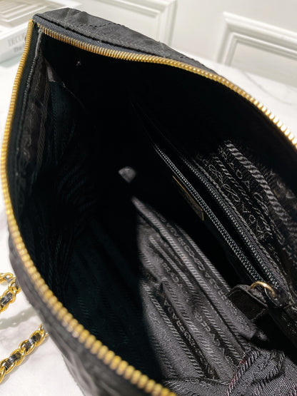 PRADA VINTAGE SHOULDER BAG, Black/Gold