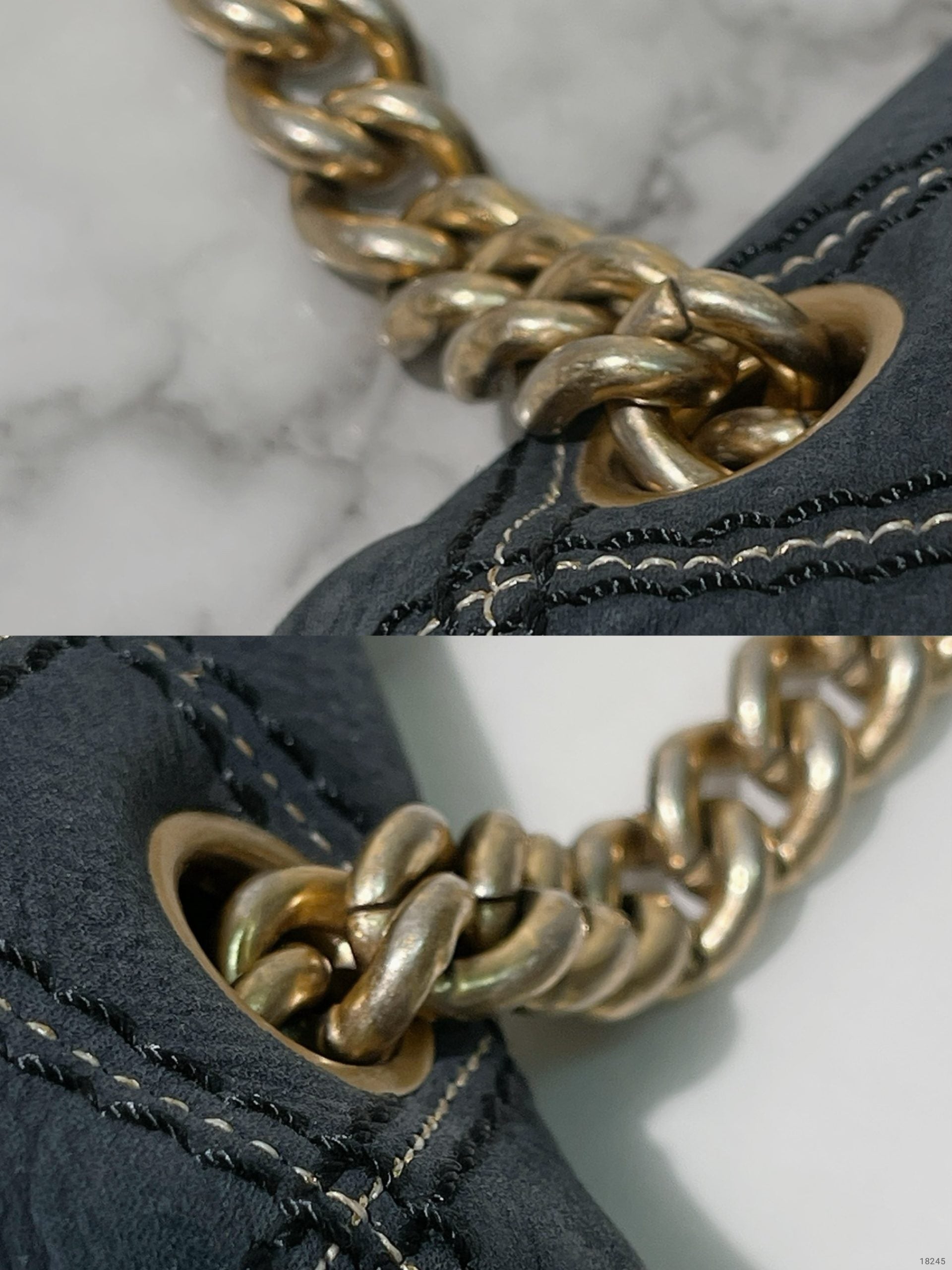 CHANEL VINTAGE FLAP, Navy/Gold