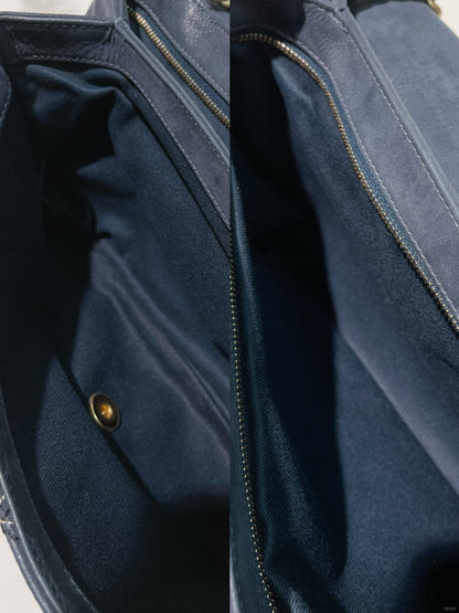 CHANEL VINTAGE FLAP, Navy/Gold