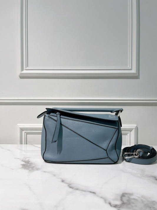 LOEWE SMALL PUZZLE BAG, Blue/Silver