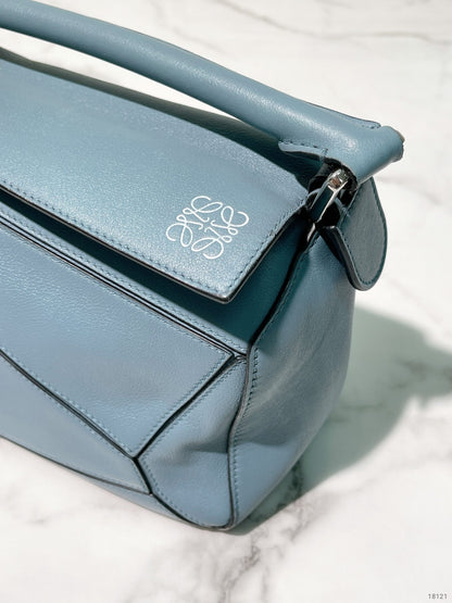 LOEWE SMALL PUZZLE BAG, Blue/Silver