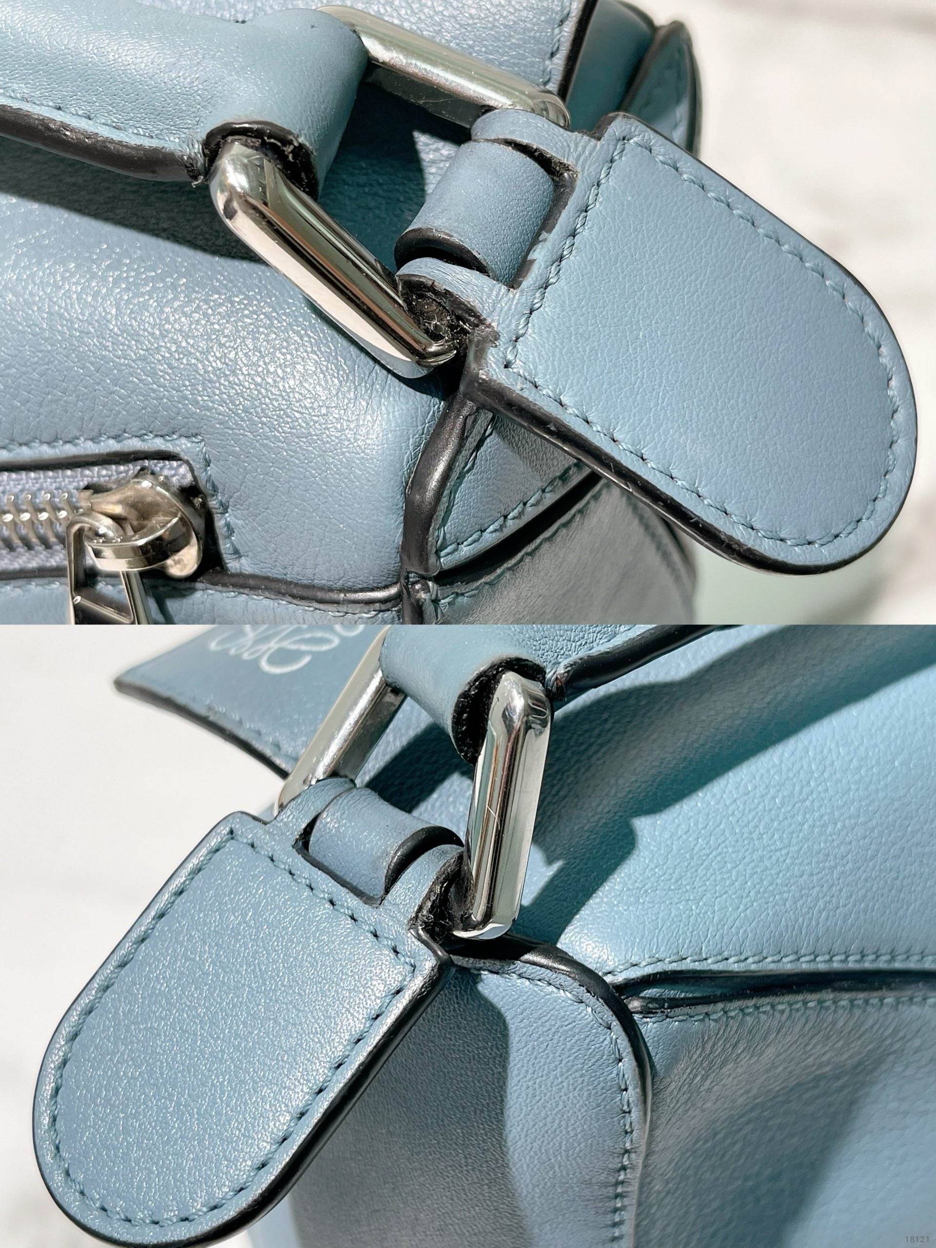 LOEWE SMALL PUZZLE BAG, Blue/Silver