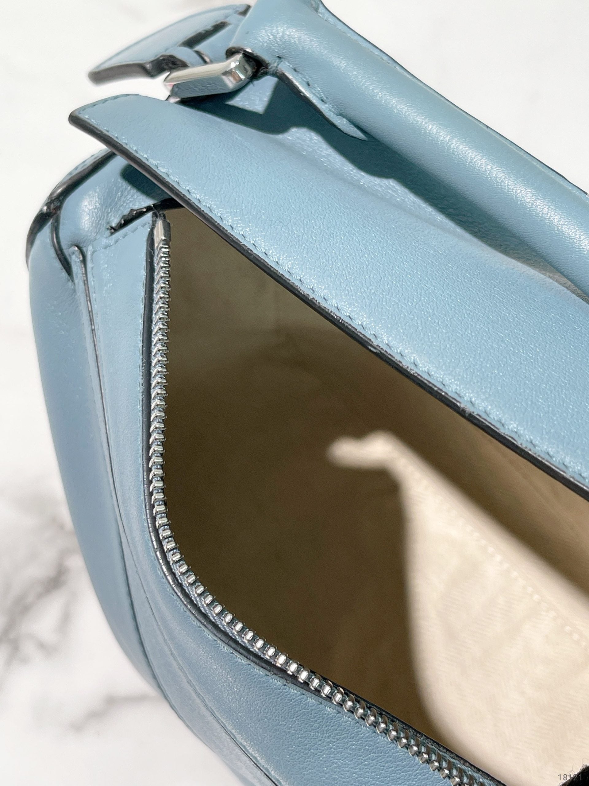 LOEWE SMALL PUZZLE BAG, Blue/Silver