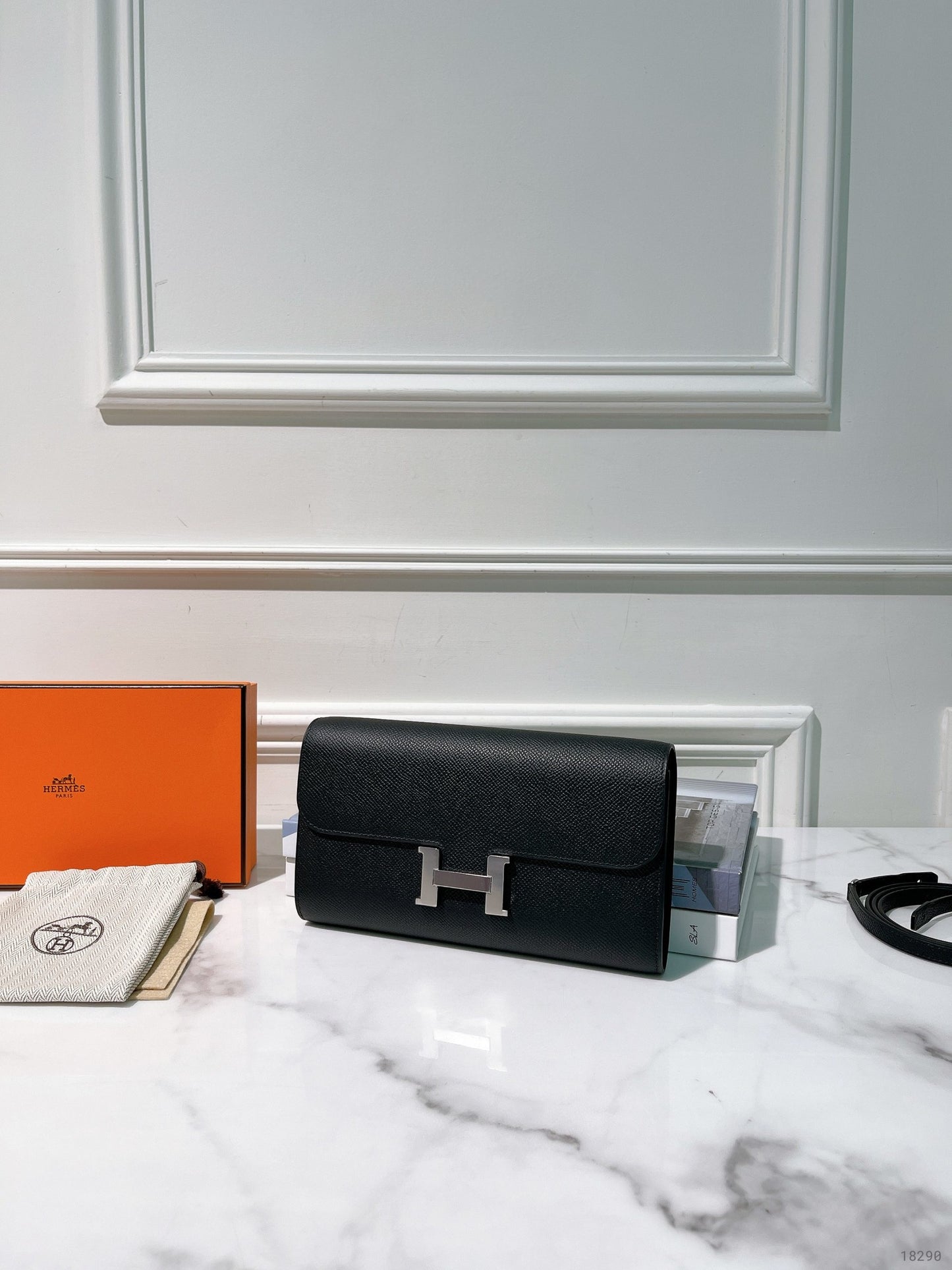 HERMES CONSTANCE TO GO WALLET, Noir/Silver