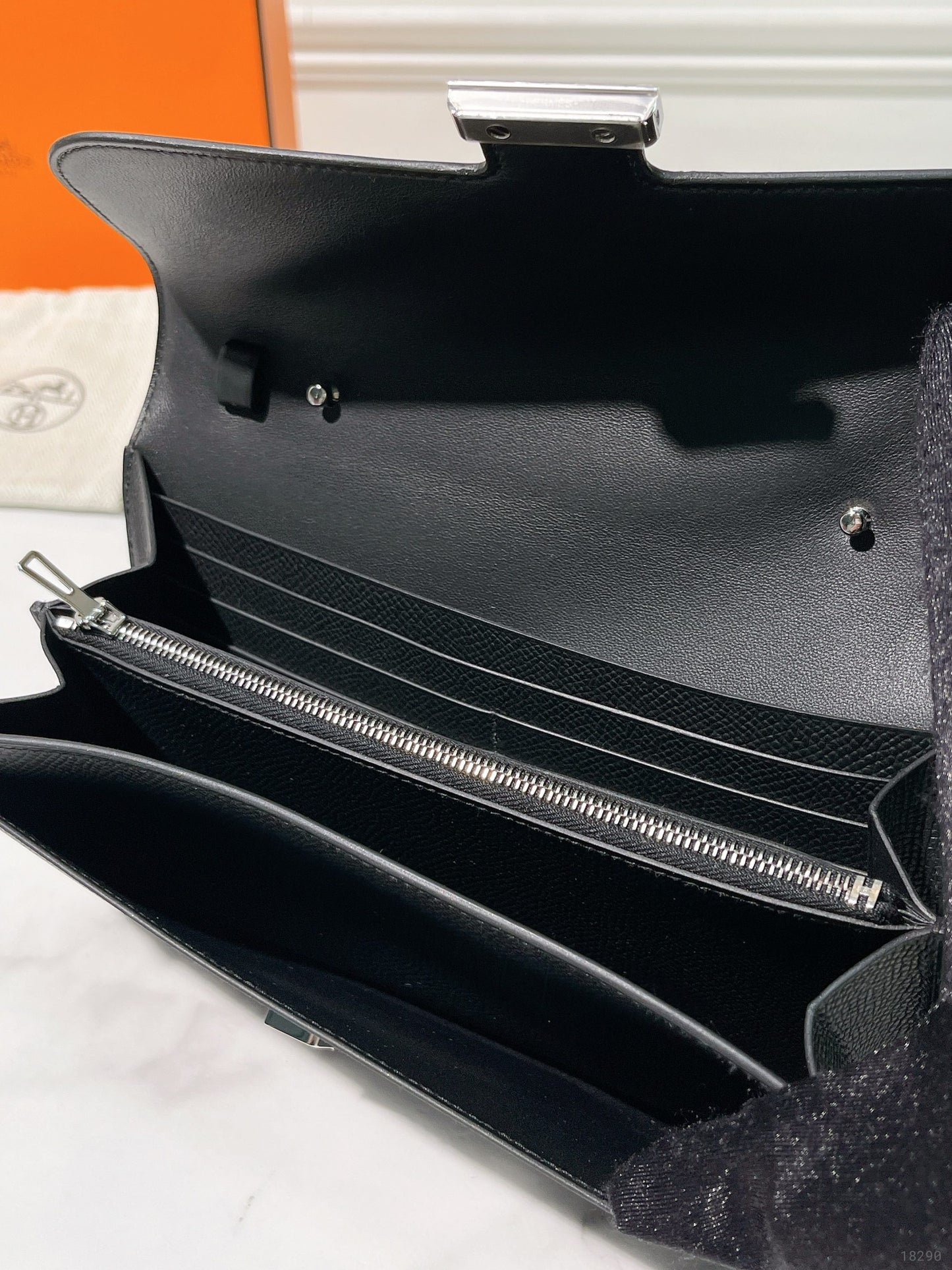 HERMES CONSTANCE TO GO WALLET, Noir/Silver