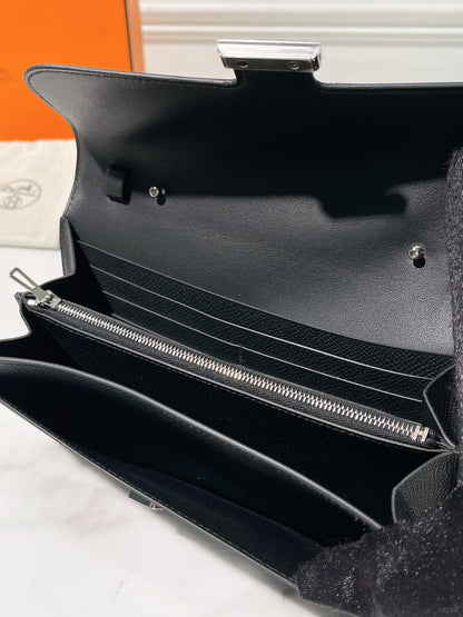 HERMES CONSTANCE TO GO WALLET, Noir/Silver