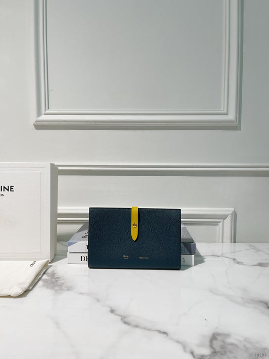 CELINE LARGE STRAP WALLET, Blue/Yellow
