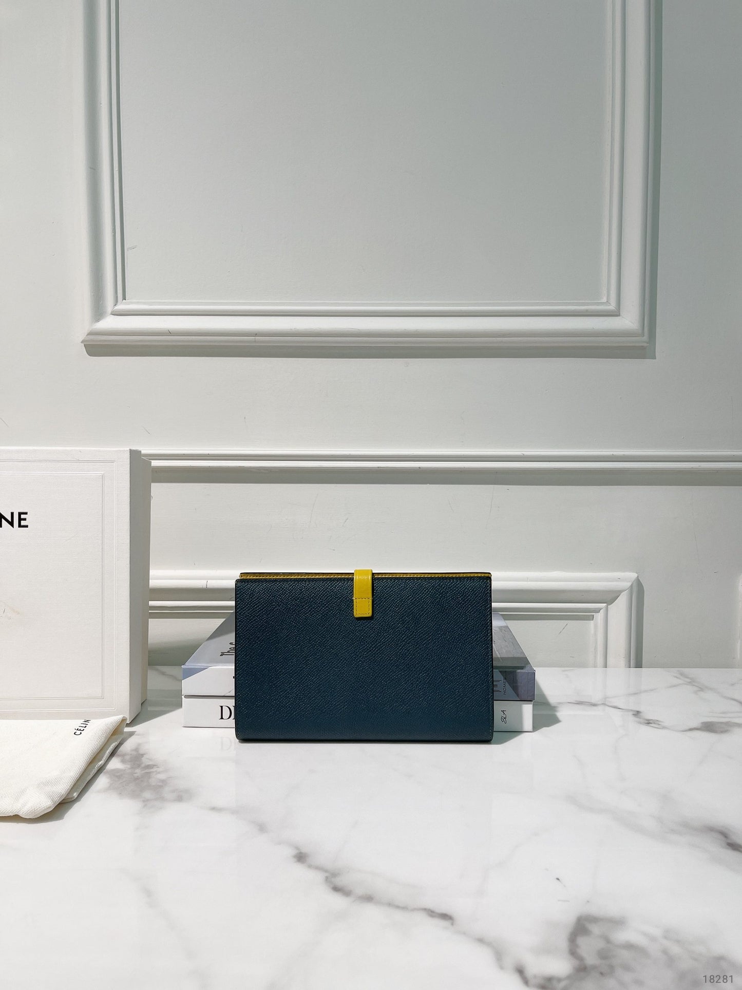 CELINE LARGE STRAP WALLET, Blue/Yellow