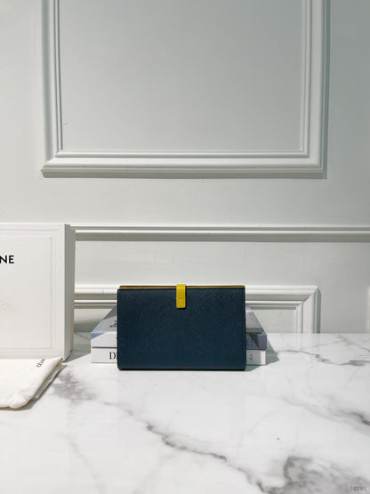 CELINE LARGE STRAP WALLET, Blue/Yellow