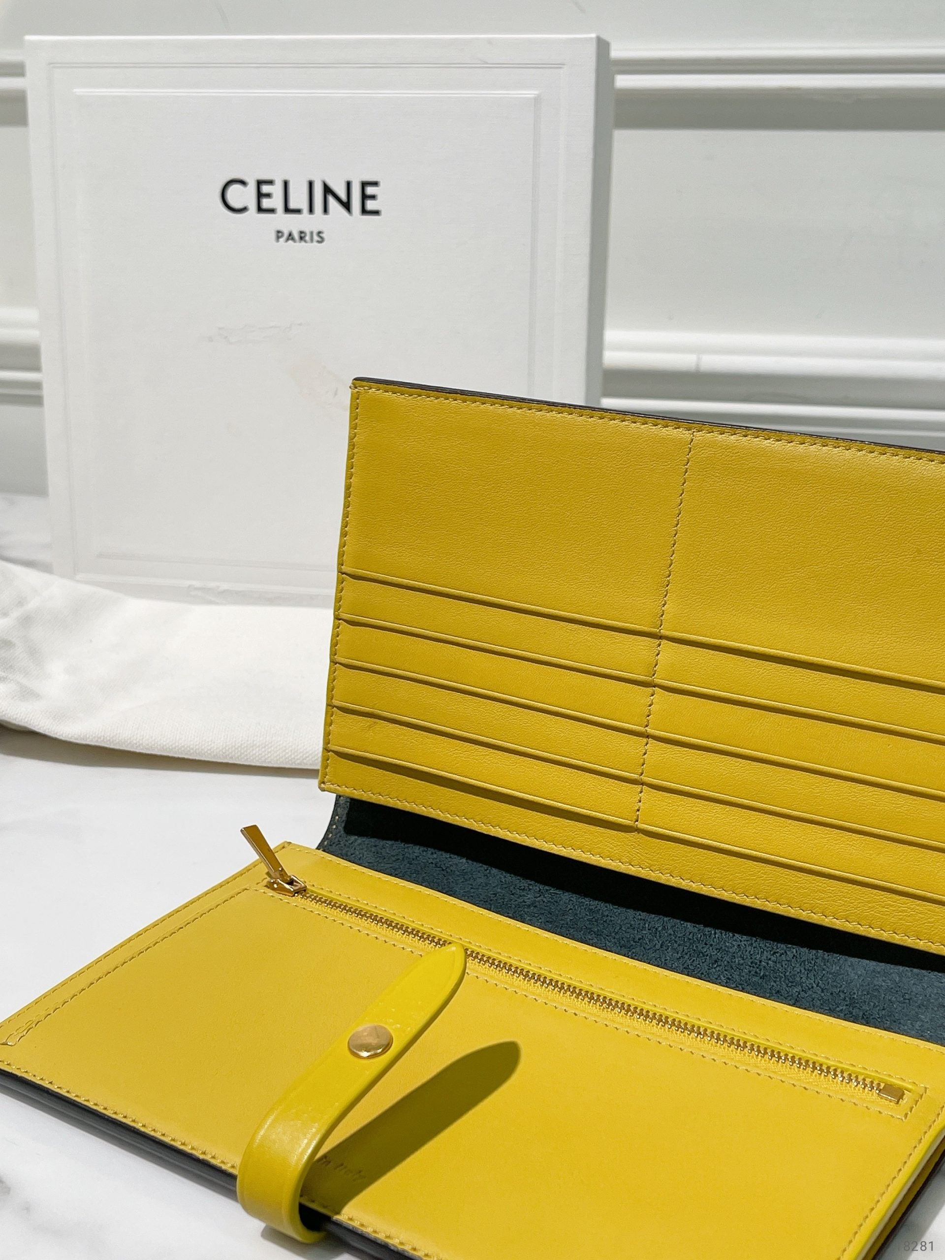 CELINE LARGE STRAP WALLET, Blue/Yellow