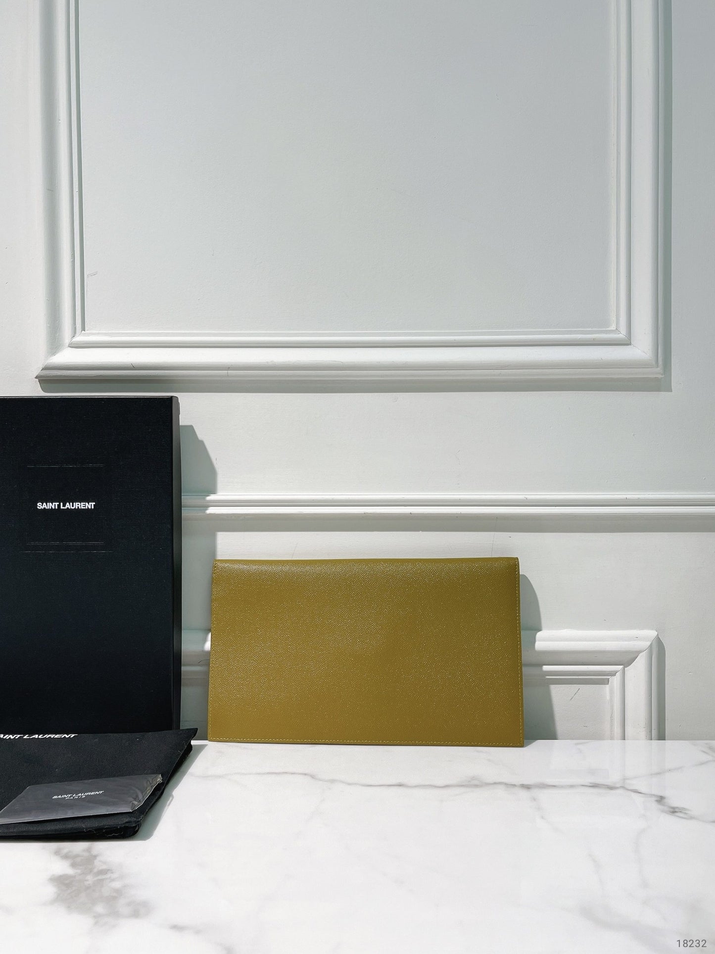 YSL UPTOWN POUCH IN GRAIN, Olive Drab