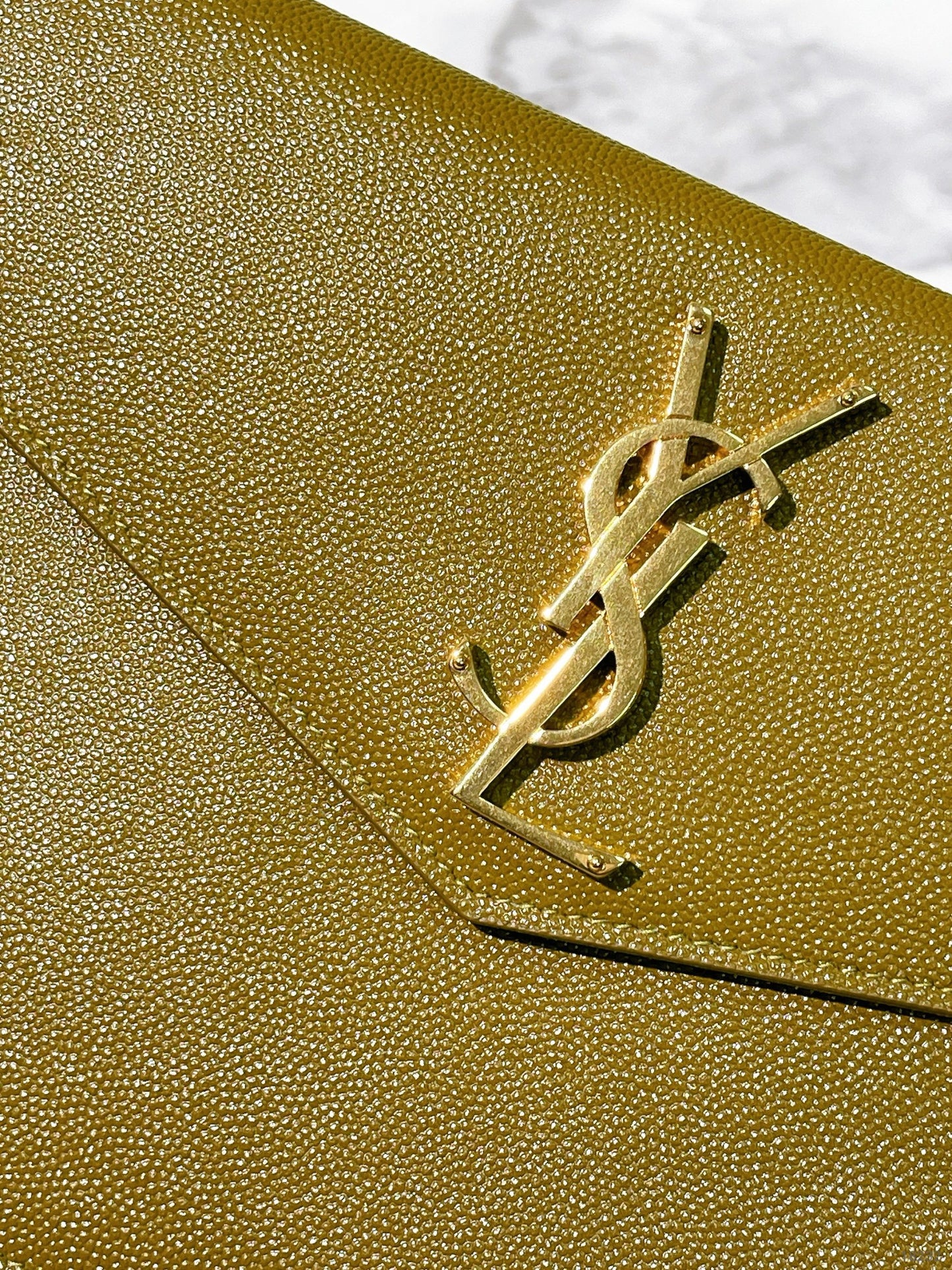 YSL UPTOWN POUCH IN GRAIN, Olive Drab
