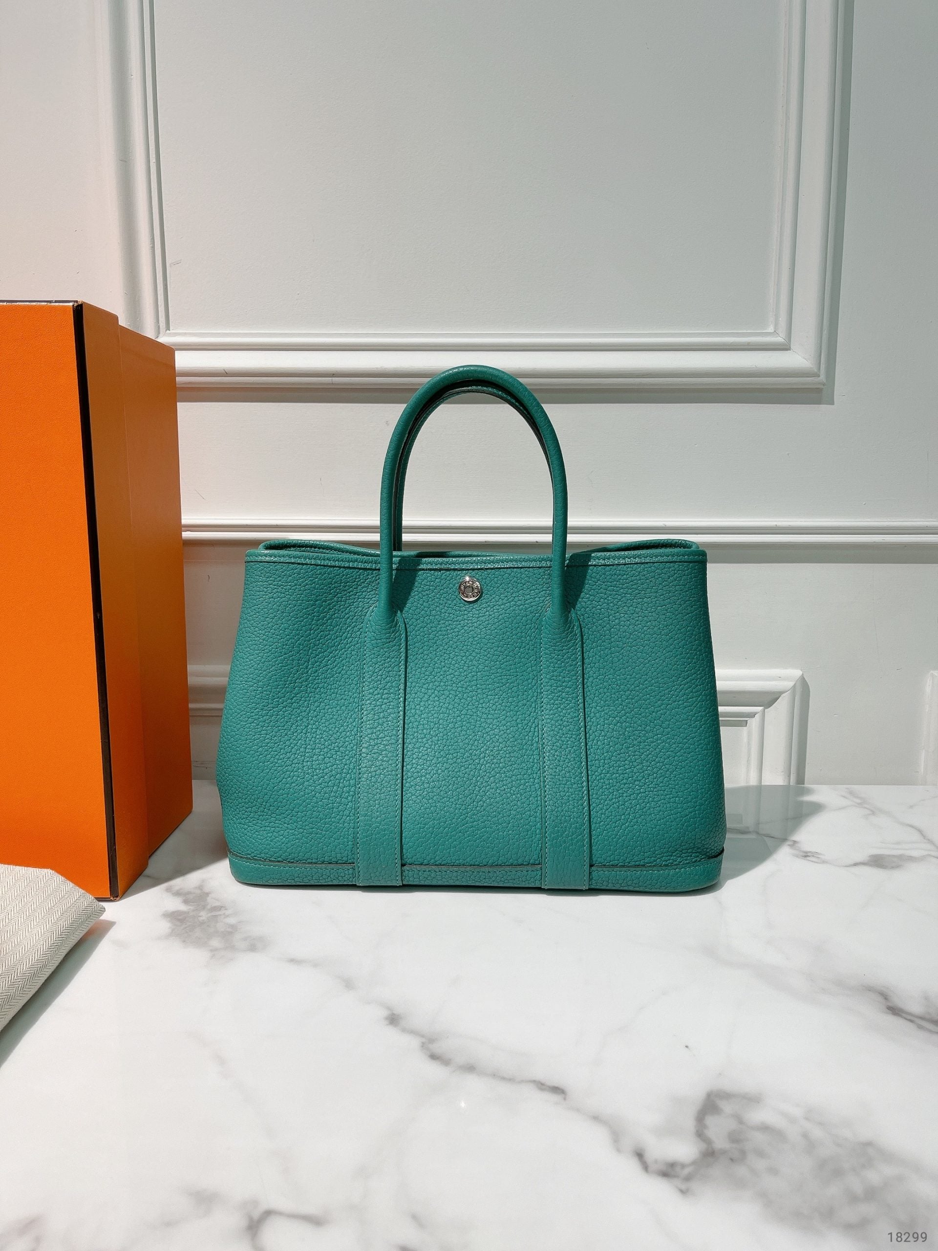 HERMES GARDEN PARTY 30, Malachite/Silver