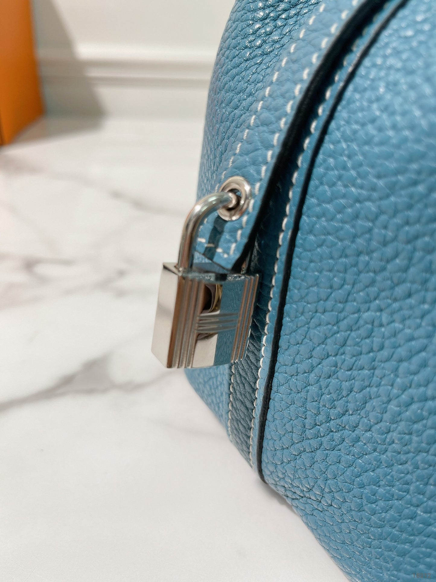 HERMES PICOTIN LOCK 18, Bleu Jean/Silver