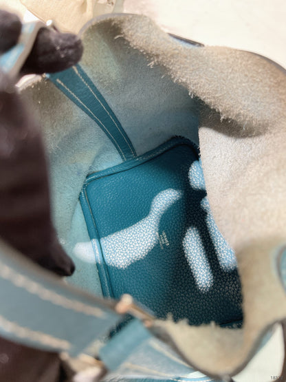 HERMES PICOTIN LOCK 18, Bleu Jean/Silver