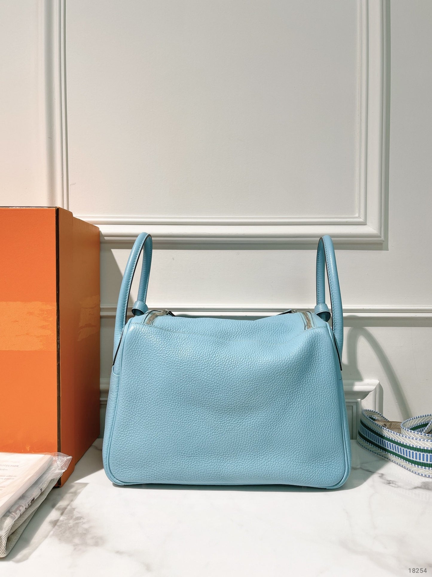 HERMES LINDY 30, Bleu Celeste/Silver