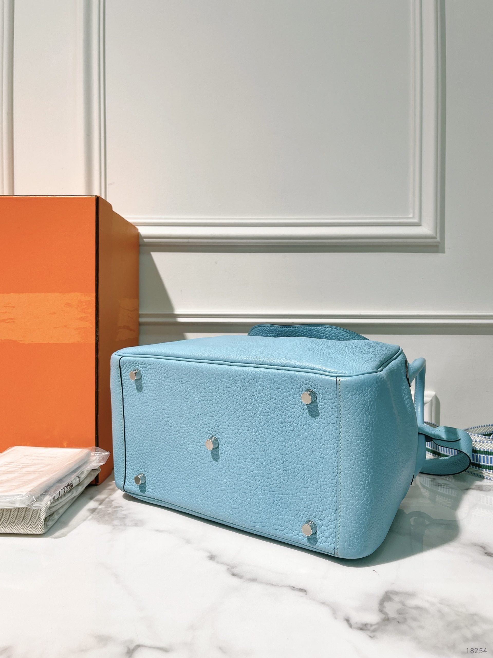 HERMES LINDY 30, Bleu Celeste/Silver