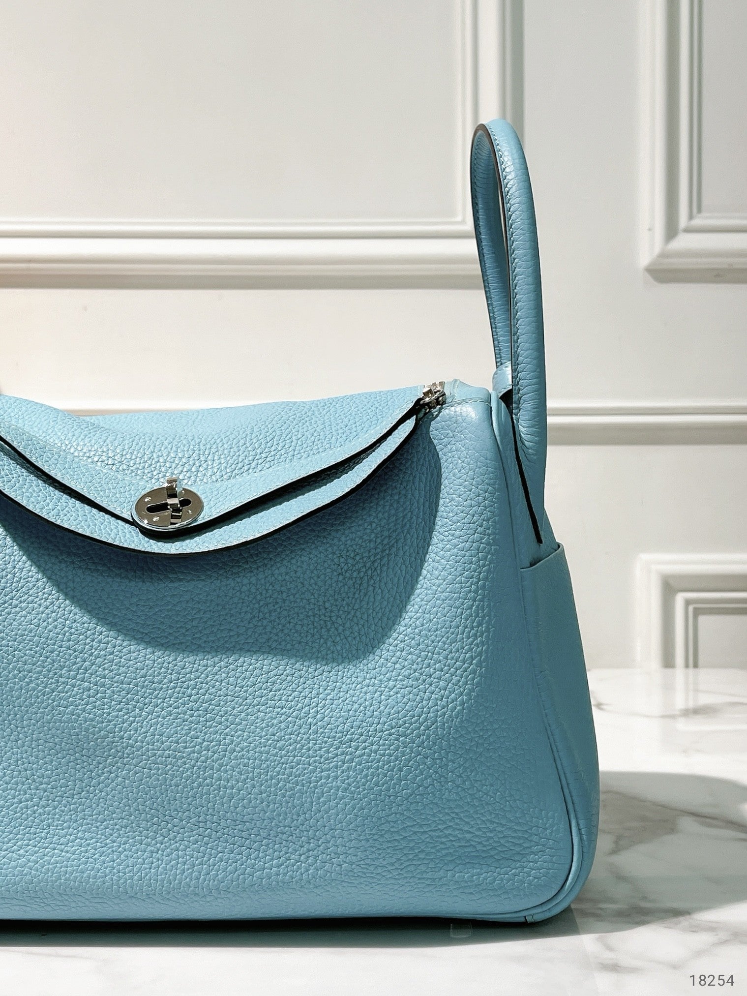 HERMES LINDY 30, Bleu Celeste/Silver