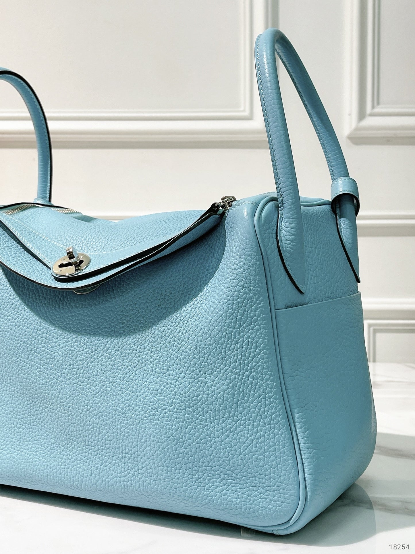HERMES LINDY 30, Bleu Celeste/Silver
