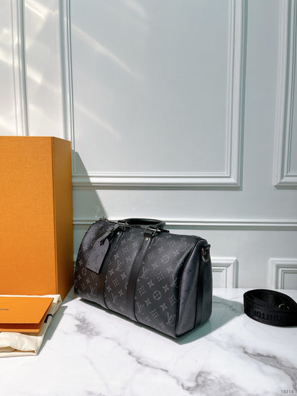 LV KEEPALL BANDOULIERE 35, Monogram Eclipse