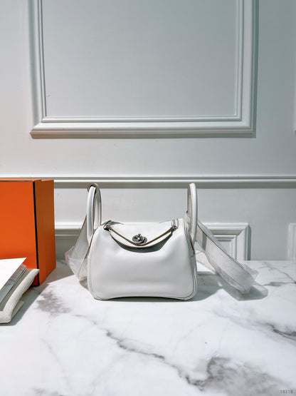HERMES MINI LINDY, Gris Pale/Gris Meyer/Silver