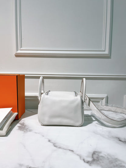 HERMES MINI LINDY, Gris Pale/Gris Meyer/Silver