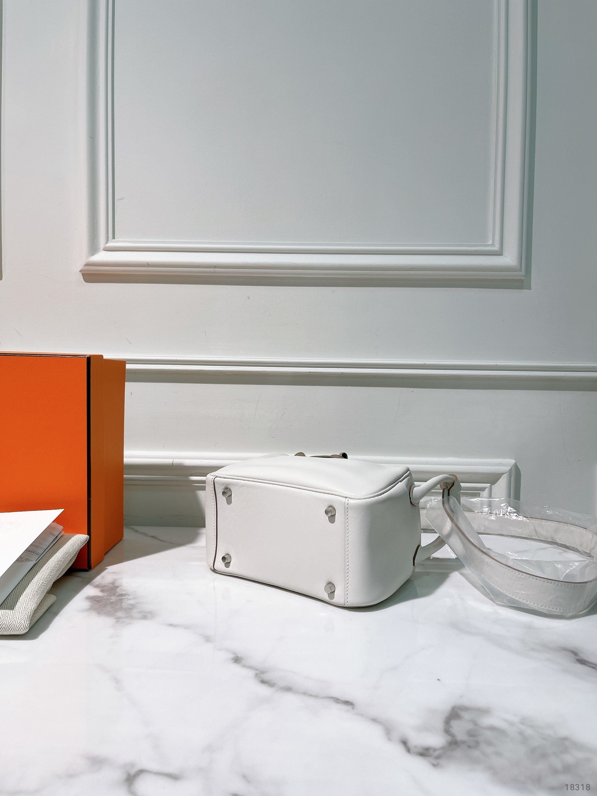 HERMES MINI LINDY, Gris Pale/Gris Meyer/Silver