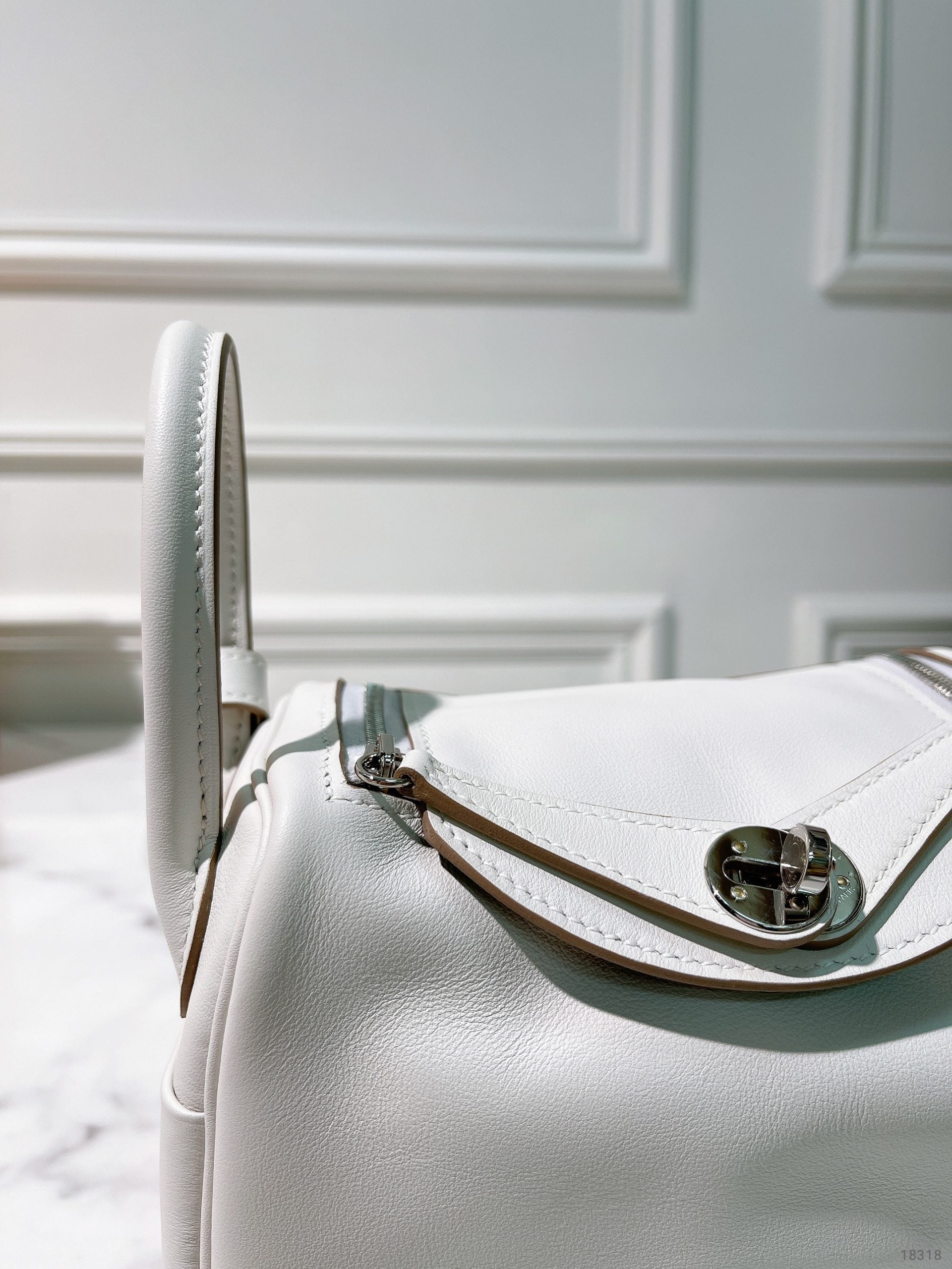 HERMES MINI LINDY, Gris Pale/Gris Meyer/Silver