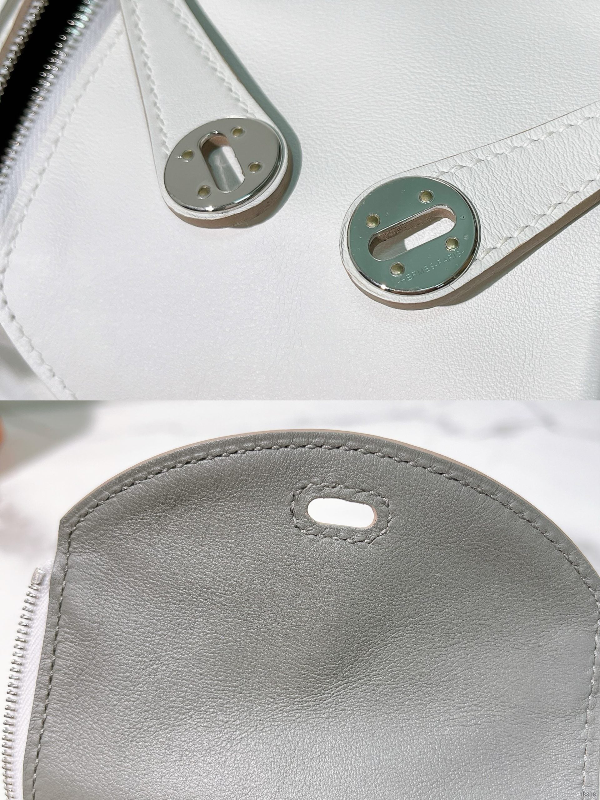 HERMES MINI LINDY, Gris Pale/Gris Meyer/Silver